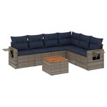 vidaXL Salon de jardin 7 Pièces avec coussins gris résine tressée