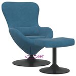 vidaXL Chaise Œuf avec Pouf with Footstool Bleu Velours