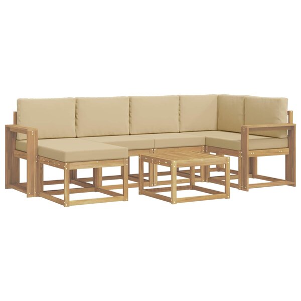 vidaXL Ensemble de canapés d'extérieur 7 Pièces Blanc et Beige