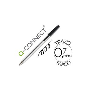 Stylo-bille écriture 0.7mm encre classique bille indéformable capuchon couleur encre noir Q-CONNECT