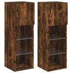 vidaXL Meubles TV avec lumières LED 2 Pièces chêne fumé 30 5x30x90 cm