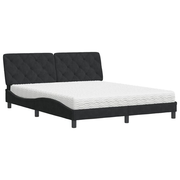 vidaXL Lit avec matelas noir 160x200 cm velours