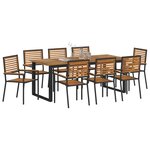 vidaXL Ensemble de salle à manger pour jardin 9 Pièces Noir