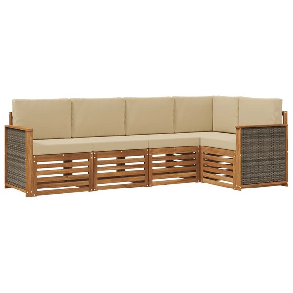 vidaXL Ensemble de canapé d'angle avec coussin 4 Pièces Naturel