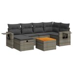 vidaXL Salon de jardin avec coussins 7 Pièces gris résine tressée