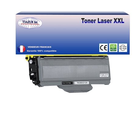 Toner compatible avec Brother TN2120 pour Brother HL-2140, HL-2150N, HL-2170W - 2 600 pages - T3AZUR