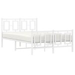 vidaXL Cadre de lit métal sans matelas et pied de lit blanc 120x190 cm