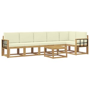 vidaXL Ensemble de canapés d'extérieur 7 pc Blanc et crème Polyester