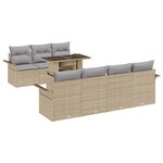 vidaXL Ensemble de salon de jardin de 8 pièces avec coussins Beige Poly Rattan