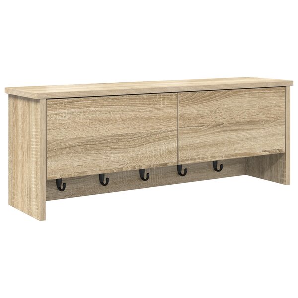 vidaXL Porte-manteau mural avec étagère Montage mural avec stockage avec porte Chêne sonoma 80 x 20 x 30 cm