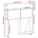 vidaXL Headboard de Rangement avec Station de Charge Sonoma gris 75 cm