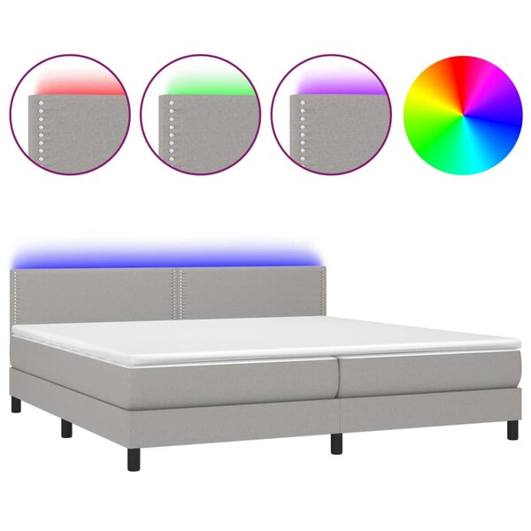 vidaXL Sommier à lattes de lit matelas LED Gris clair 200x200 cm Tissu