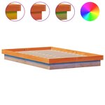 vidaXL Cadre de lit à LED cire marron 140x190 cm bois de pin massif