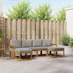 vidaXL Ensemble de canapés d'extérieur 6 Pièces Gris Naturel et Clair