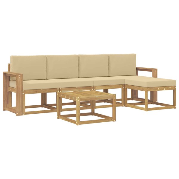 vidaXL Ensemble de canapés d'extérieur 6 pc Blanc et Beige