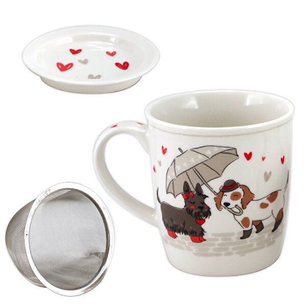 Mug blanc doggy avec infuseur pour le thé