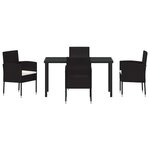 vidaXL Ensemble de salle à manger pour jardin 5 Pièces Noir Poly rotin