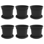 vidaXL Pots de plantes 6 Pièces Noir Ø 15 x 12 cm Plastique