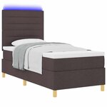 vidaXL Lit à ressort LED avec matelas Marron foncé 100 x 200 cm tissu