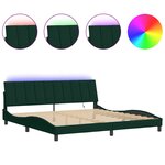 vidaXL Cadre de lit avec LED sans matelas Hanko vert foncé 200x200 cm velours