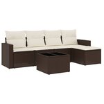 vidaXL Salon de jardin avec coussins 6 Pièces marron résine tressée