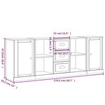 vidaXL Buffets 3 Pièces gris béton bois d'ingénierie