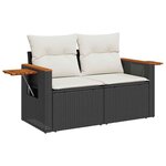 vidaXL Salon de jardin 6 Pièces avec coussins noir résine tressée acacia