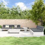 vidaXL Salon de jardin 6 Pièces avec coussins blanc bois massif