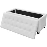 Banquette pouf tabouret meuble pouf de rangement cuir synthétique blanc 3002220