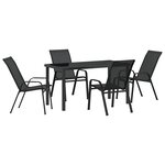 vidaXL Ensemble de salle à manger pour jardin 5 Pièces Noir