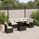 vidaXL Salon de jardin avec coussins 7 Pièces marron résine tressée
