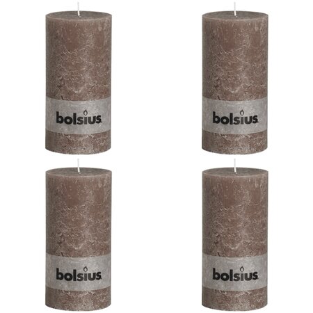 Bolsius bougie pilier rustique 200x100 mm taupe 4 pcs