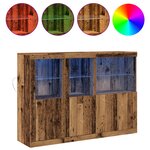 vidaXL Buffet avec lumières LED - Bois ancien 142 5x37x100 cm - Bois reconstitué