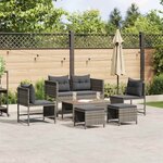 vidaXL Ensemble de canapé de jardin 6 Pièces Gris  gris foncé polyrotin