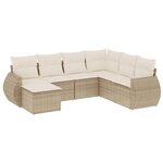 vidaXL Salon de jardin avec coussins 7 Pièces beige résine tressée