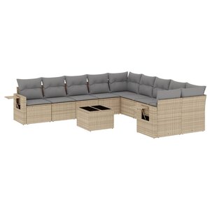 vidaXL Salon de jardin 11 Pièces avec coussins beige résine tressée