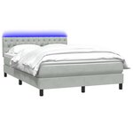 vidaXL Sommier à lattes de lit et matelas et LED gris clair 140x210cm velours