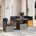 vidaXL Salon de jardin avec coussins 6 Pièces beige résine tressée