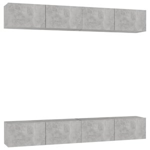 vidaXL Meubles TV 4 Pièces Gris béton 100x30x30 cm Bois d'ingénierie