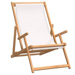 vidaXL Chaise de plage pliable Bois de teck solide Crème