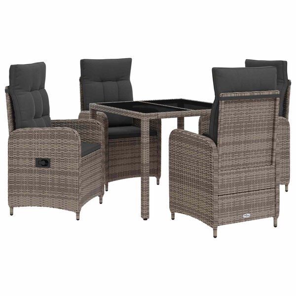 vidaXL Ensemble de repas extérieur 5 Pièces Gris clair et gris foncé