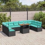 vidaXL Ensemble de salle à manger pour jardin 11 Pièces Noir et Sarcelle