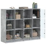 vidaXL Bibliothèque avec portes gris béton 136x37x109 cm