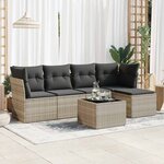 vidaXL Salon de jardin 6 Pièces avec coussins gris clair résine tressée