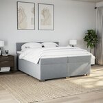 vidaXL Sommier à lattes de lit avec matelas Gris clair 200x200cm Tissu