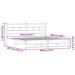 vidaXL Cadre de lit en métal sans matelas chêne marron 193x203 cm