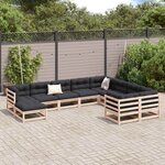 vidaXL Salon de jardin 10 Pièces avec coussins bois de pin massif