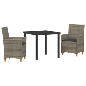 vidaXL Ensemble de salle à manger pour jardin 3 Pièces Gris polyrotin