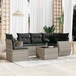 vidaXL Salon de jardin 6 Pièces avec coussins gris clair résine tressée