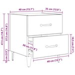 vidaXL Armoire de lit avec tiroir 2 Pièces Chêne noir 40 x 35 x 47.5 cm